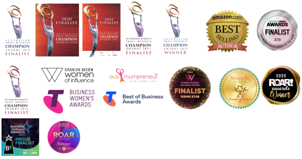 a collage of awards won by Jemimah and Danica